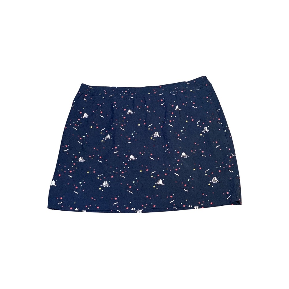 CJ Banks Navy Nautical Sailboat  Skort Womens 20W Plus Size Stretch Mini Skort